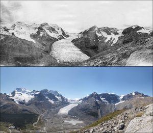 Athabasca Glacier Alberta 1917 vs 2011